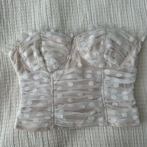 Lulus White Polka Dot Mesh Bustier Top